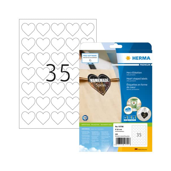 4008705107907 - Etiketten Premium 10790 weiß Ø 35mm herzförmig 4008705107907 350 Stück