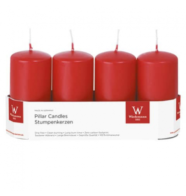 Stumpenkerzen 218156.001 rot 100x50mm (HxØ) ca. 23 Stunden Brenndauer