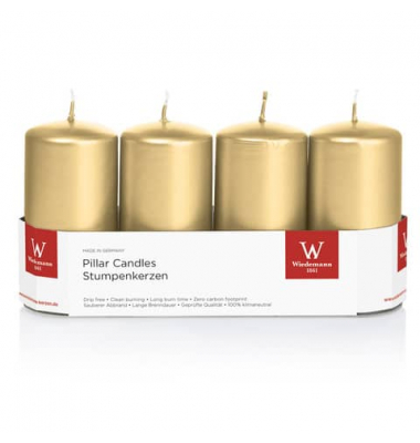 Stumpenkerzen 218163.026 gold 100x50mm (HxØ) ca. 23 Stunden Brenndauer