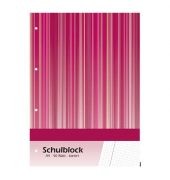 Schulblock 1235, Lineatur 28 / kariert mit Rand innen/außen, A4, 70g, 50 Blatt