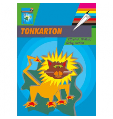 3341 Tonkarton A3 10 Blatt farbig sort. 220g Tonkarton