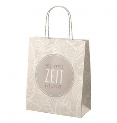 Geschenktasche 991391, allgemein, gedrehte Papierkordel, DIE BESTE ZEIT IST JETZT, 18cm x 22cm