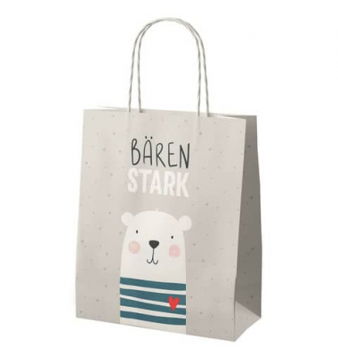 Geschenktasche 991332, Kinder, gedrehte Papierkordel, BÄREN STARK, 18cm x 22cm