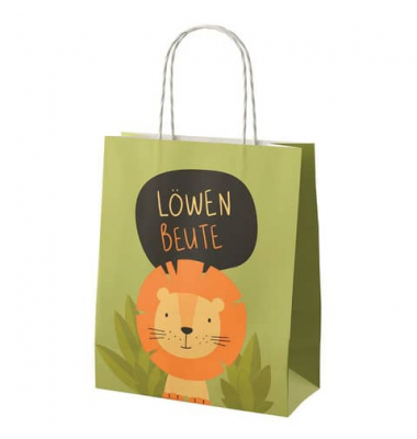 Geschenktasche 991334, Kinder, gedrehte Papierkordel, LÖWEN BEUTE, 18cm x 22cm