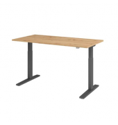 Schreibtisch XMKA, elektrisch h&ouml;henverstellbar, 70-120cm (H), 160x80cm (BxT), rechteckig, asteiche / graphit
