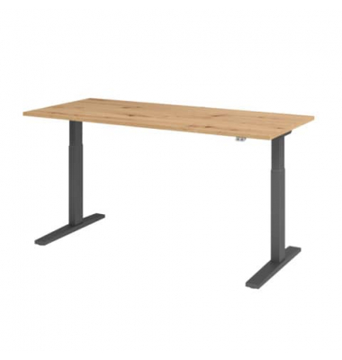 Schreibtisch, elektrisch höhenverstellbar, 70-120cm (H), 180x80cm (BxT), rechteckig, asteiche / graphit