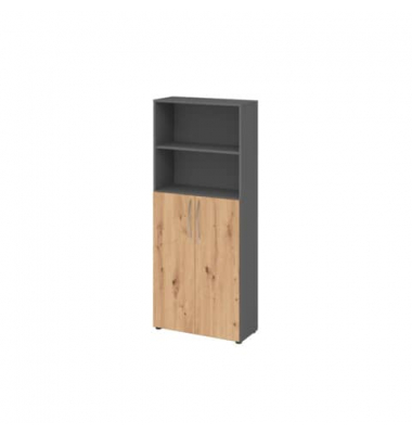 MONT.V4770/G/R/BM Flügeltürenschrank Graphit Asteiche