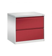 H&auml;ngeregistraturschrank 12912-312/7035/3000, lichtgrau, 2 Schubladen, 2-bahnig