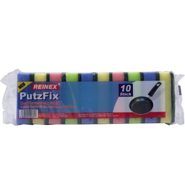 Scheuerschwamm Putzfix, 10er Pack farblich sortiert, mit rauer und