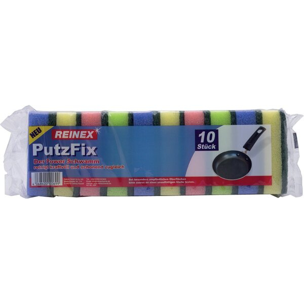 4068400000699 - Scheuerschwamm Putzfix 10er Pack farblich sortiert mit rauer und 4068400000699 Reinex 4068400000699 - Scheuerschwamm Putzfix 10er Pack farblich sortiert mit rauer und 4068400000699 Reinex