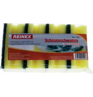 Scheuerschwamm, 4er Pack mit rauer und weicher Schwammseite