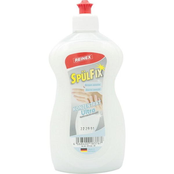 4068400183767 - Reinex Spülfix Konzentrat Ultra Spülmittel Handspülmittel mit höchster Fettlösekraft 500 ml – Flasche Balsam sensitiv