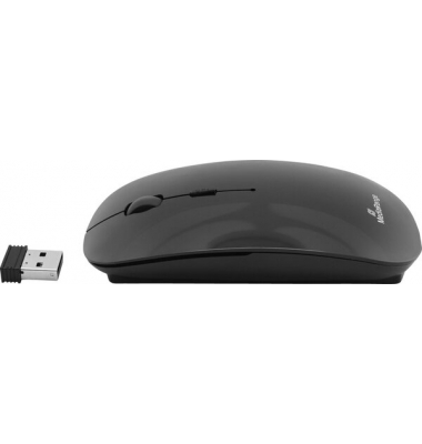 3-Tasten Funk-Maus, schwarz-glänzend mit optischem Sensor, geräuscharm