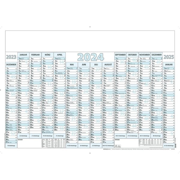 Plakatkalender 14 Mon 2024 - 100x70 - 1 Stk gerollt - Jahres-Planer - Wand-Planer - 915-6115-1