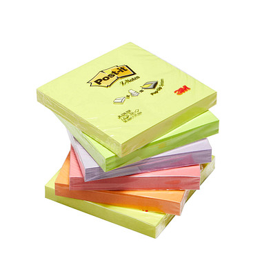 Haftnotizen R330-NR, Z-Notes, 76x76mm, farbig sortiert (gelb/gr&uuml;n/flieder/pink/orange), quadratisch