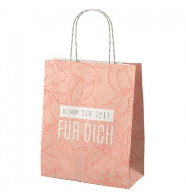 Geschenktasche 991393, allgemein, gedrehte Papierkordel, NIMM DIR ZEIT FÜR DICH, 18cm x 22cm