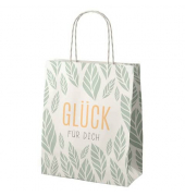 Geschenktasche 991394, allgemein, gedrehte Papierkordel, GLÜCK FÜR DICH, 18cm x 22cm