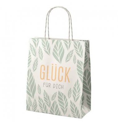 Geschenktasche 991394, allgemein, gedrehte Papierkordel, GLÜCK FÜR DICH, 18cm x 22cm