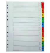 Kartonregister 4931, 1 bis 10, A4, 160 g/m², farbige Taben, 10-teilig