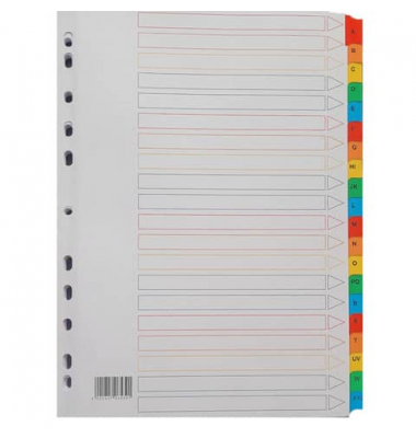 Kartonregister 6539, A bis Z, A4, 160 g/m&sup2;, farbige Taben, 20-teilig