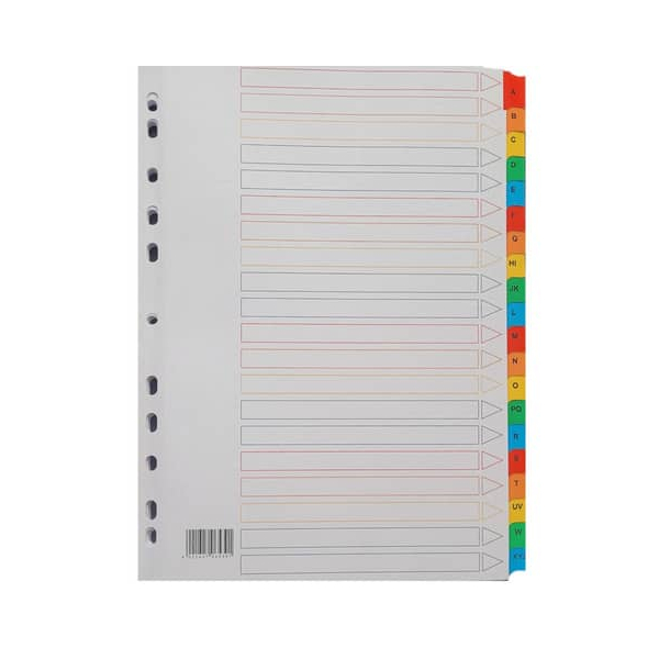 Alpedia Kartonregister 6539, A bis Z, A4, 160 g/m², farbige Taben, 20-teilig 0216270653916 Alpedia