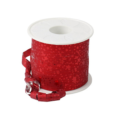 Geschenkband Glitter Star 20109-609, Sterne, 10mm x 100m, rot Geschenkband Glitter Star 20109-609, Sterne, 10mm x 100m, rot