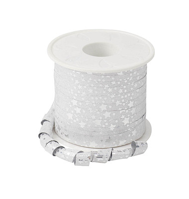Geschenkband Glitter Star 20109-631, Sterne, 10mm x 100m, silber Geschenkband Glitter Star 20109-631, Sterne, 10mm x 100m, silber