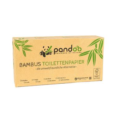 Toilettenpapier POTPTP01 POTPTP01, 3-lagig, naturweiß, 200 Blatt/Rolle,