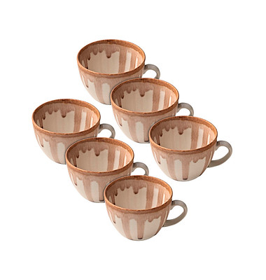 6 HEART & SOUL Kaffeetassen Perfect Match Oyster braun 0,21 l