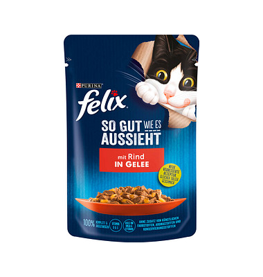 felix Katzen-Nassfutter So gut wie es aussieht in Gelee mit Rind 26x 85,0 g felix Katzen-Nassfutter So gut wie es aussieht in Gelee mit Rind 26x 85,0 g