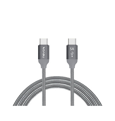 nevox USB C USB-Kabel mit Emarker Chip 1,0 m silber