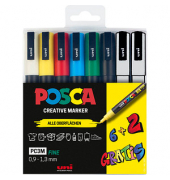 8 uni-ball POSCA PC-3M Acrylstift farbsortiert 0,9 - 1,3 mm
