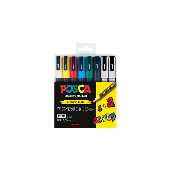 4005401868255 - uni-ball Acrylstifte UNI Marker POSCA PC-3M 6+2 Set 09 - 13 mm Mehrfarbig 4005401868255 - uni-ball Acrylstifte UNI Marker POSCA PC-3M 6+2 Set 09 - 13 mm Mehrfarbig