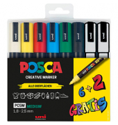 uni-ball POSCA PC-5M Acrylstift farbsortiert 1,8 - 2,5 mm