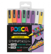 8 uni-ball POSCA Sneaker schwarz Acrylstift farbsortiert 0,9 - 1,3 mm