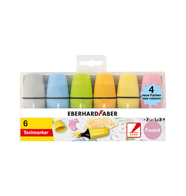 Textmarker pastell Mini, 551413, Etui, 6-farbig sortiert, 2-5mm Keilspitze