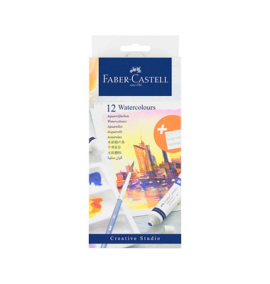 12 FABER-CASTELL Aquarellfarben farbsortiert 12 x 9,0 ml