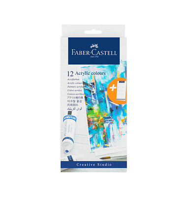 12 FABER-CASTELL Acrylfarben farbsortiert 12 x 20,0 ml