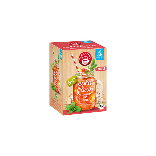 4009300019497 - cold & fresh Grapefruit-Minze-Ingwer Bio-Tee 15 x 275 g 4009300019497 TEEKANNE 41 Gramm 4009300019497 - cold & fresh Grapefruit-Minze-Ingwer Bio-Tee 15 x 275 g 4009300019497 TEEKANNE 41 Gramm