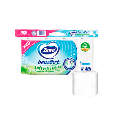 Toilettenpapier bewährt Lufterfrischer, mit Geruchstop®-Technologie, 380002, 3-lagig, weiß, 150 Blatt/Rolle,