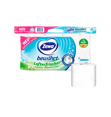 Toilettenpapier bewährt Lufterfrischer, mit Geruchstop®-Technologie, 380001, 3-lagig, weiß, 150 Blatt/Rolle,