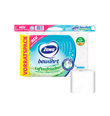 Toilettenpapier bewährt Lufterfrischer, mit Geruchstop®-Technologie, 380004, 3-lagig, weiß, 150 Blatt/Rolle,