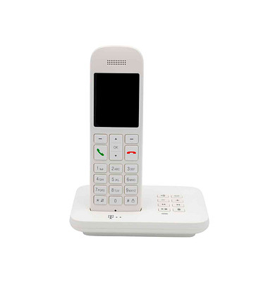 Telefon Sinus Thüringen mit A12 Bürobedarf Telekom Anrufbeantworter - weiß Schnurloses