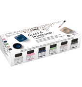 Chalky Porzellanfarben farbsortiert 6 Gläser à 20 ml in White Cotton, Candy Rose, Navy Blue, Rosemary Green, Noble Nougat, Porze