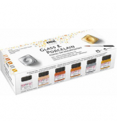 Metallic Porzellanfarben farbsortiert 6 Gläser à 20 ml in Metallic-Perlmutt-Weiß, Metallic-Champagner, Metallic-Kupfer, Me Porze