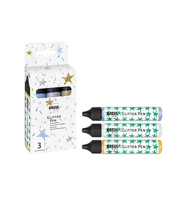 3 KREUL Glitter Pen Bastelfarben-Set farbsortiert