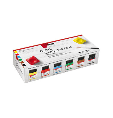 6 KREUL Glanzfarben Basis Acrylfarben farbsortiert