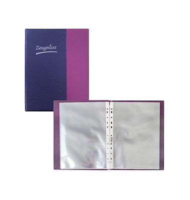 Zeugnisringbuch 20104, violett/blau, A4, mit 10 Hüllen
