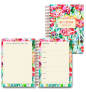 Notizbuch LU WEEK 02, Wochenplaner Blumen, bunt, A5, blanko, 120g, 52 Blatt / 104 Seiten
