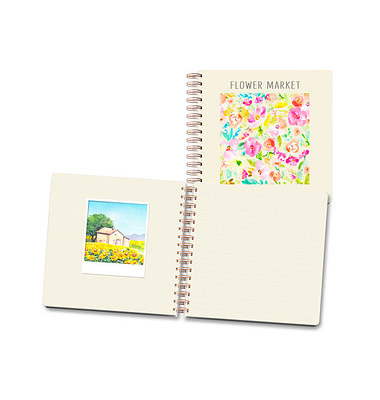 Notizbuch LU QPOLA21 03, Polaroid Flower Market, beige, A5, punktkariert, 120g, 50 Blatt / 100 Seiten